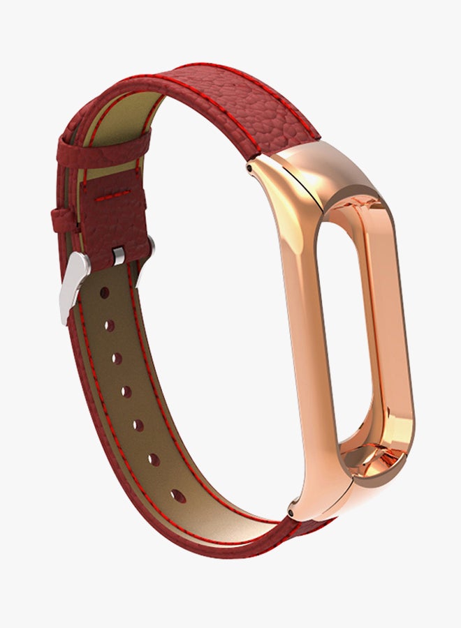 Voberry Replacement Band With Metal Case For Xiaomi Mi Band 3 Red/Gold - Image 2