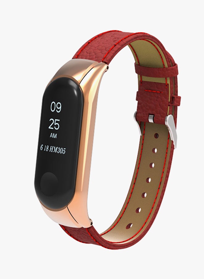 Voberry Replacement Band With Metal Case For Xiaomi Mi Band 3 Red/Gold - Image 3