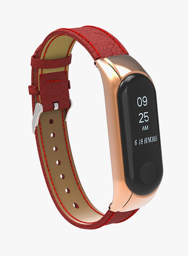 Voberry Replacement Band With Metal Case For Xiaomi Mi Band 3 Red/Gold - Image 4