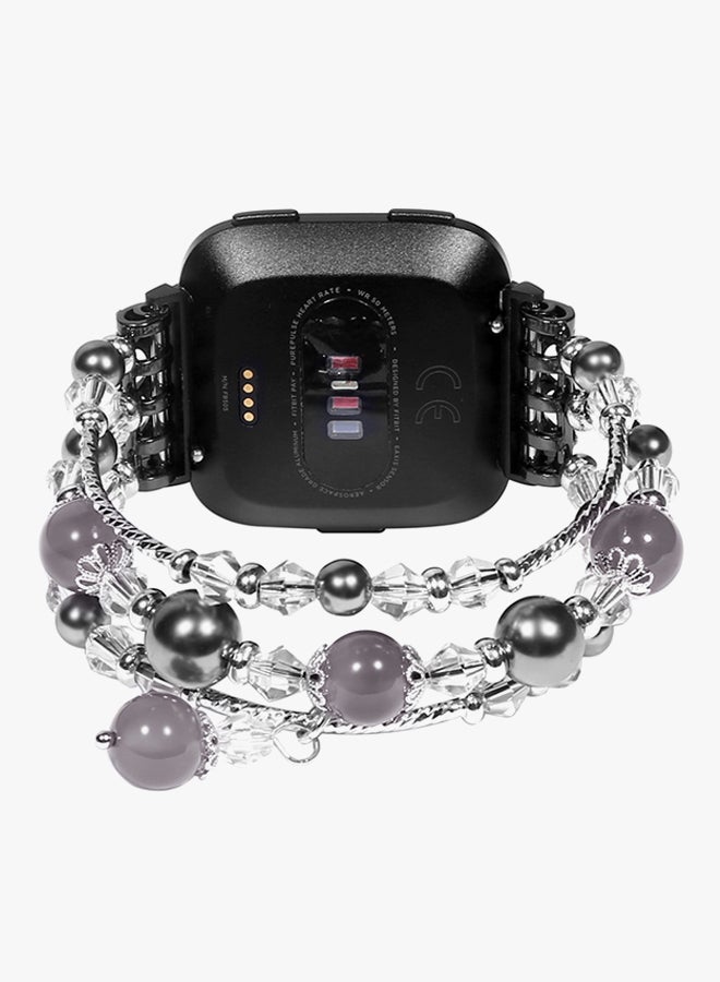 Voberry Replacement Band For Fitbit Versa Grey/Silver  - Image 2