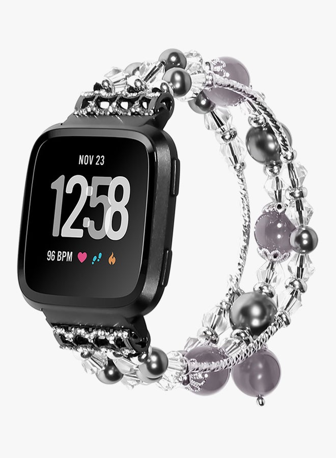 Voberry Replacement Band For Fitbit Versa Grey/Silver  - Image 3