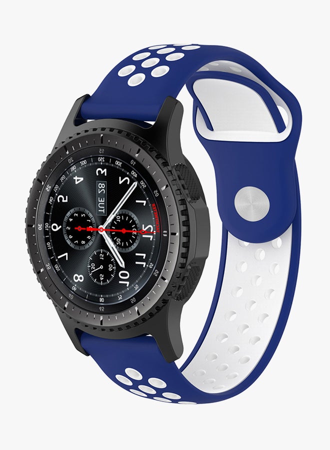 Voberry Replacement Silica Gel Band For Samsung Gear S3 Frontier Blue/White - Image 3