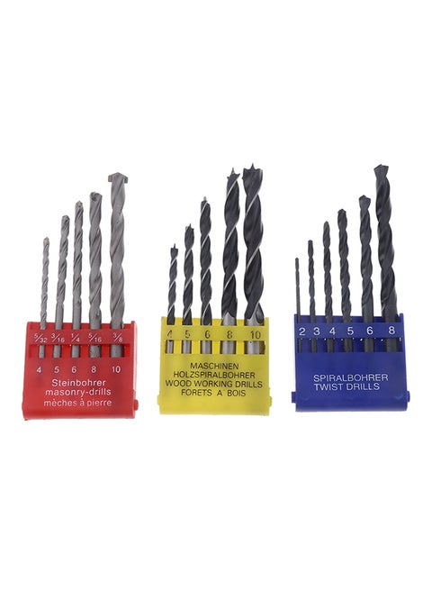 16-Piece Drill Bit Set Black/Silver 5x6x8mm