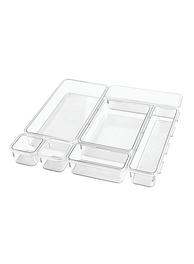 InterDesign 7 Piece Linus Interlocking Drawer For Silverware, Spatulas, Gadgets Clear  - Image 1