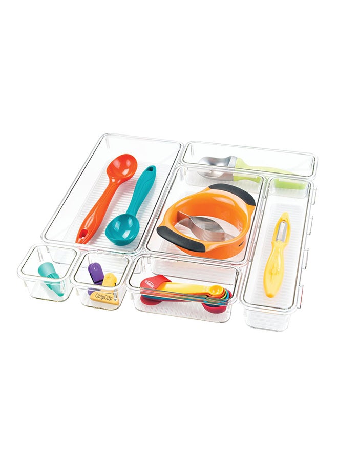 InterDesign 7 Piece Linus Interlocking Drawer For Silverware, Spatulas, Gadgets Clear  - Image 2