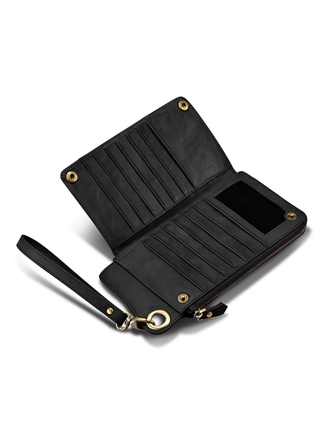 Icarer Leather Wallet Case Cover With Lanyard Black - Image 3