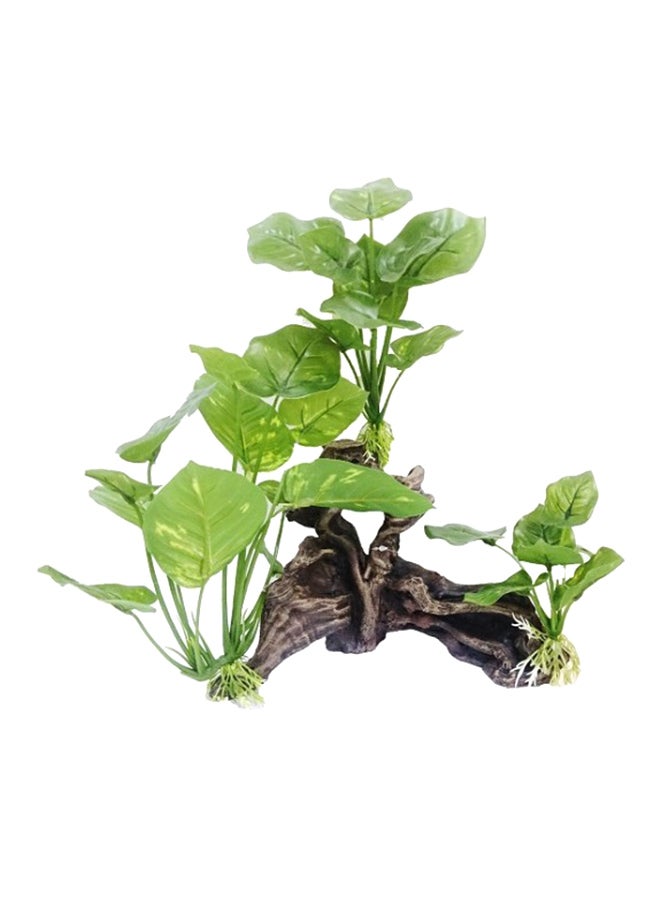 ديكور لحوض السمك أخضر / بني