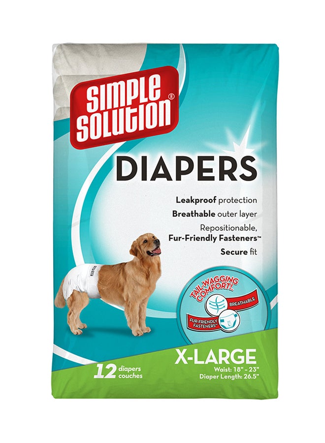 12-Piece Disposable Diapers Set For Dog White XL