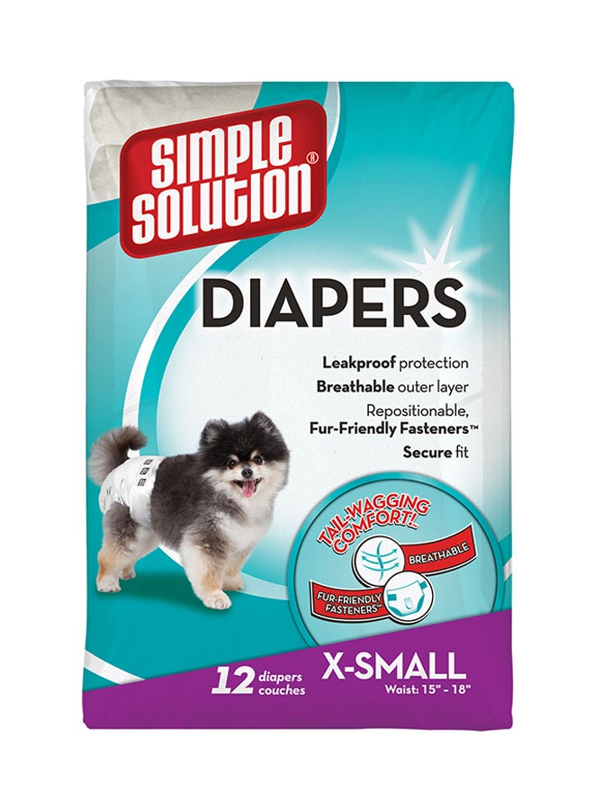 Simple Solution 12-Piece Disposable Diapers Set For Dog White Extra Small