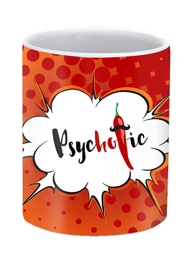 Stylizedd Psychotic Printed Ceramic Mug Orange/White - Image 1