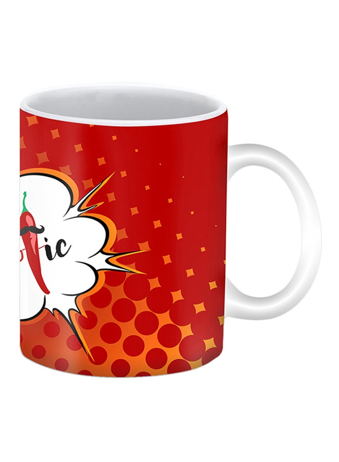 Stylizedd Psychotic Printed Ceramic Mug Orange/White - Image 2