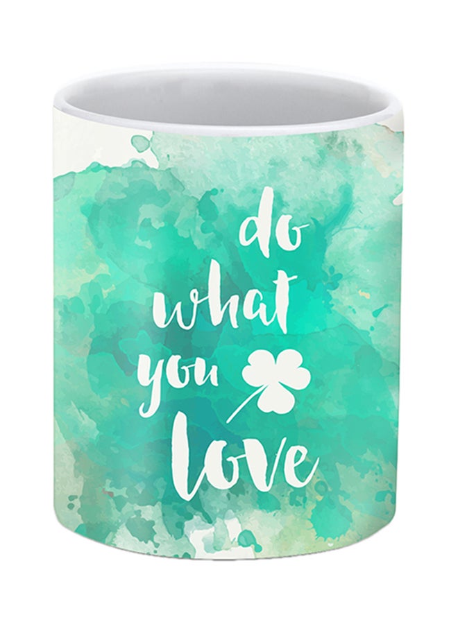 ستايلايزد كوب من السيراميك مطبوع بعبارة "Do What You Love" أخضر/أبيض  - Image 1