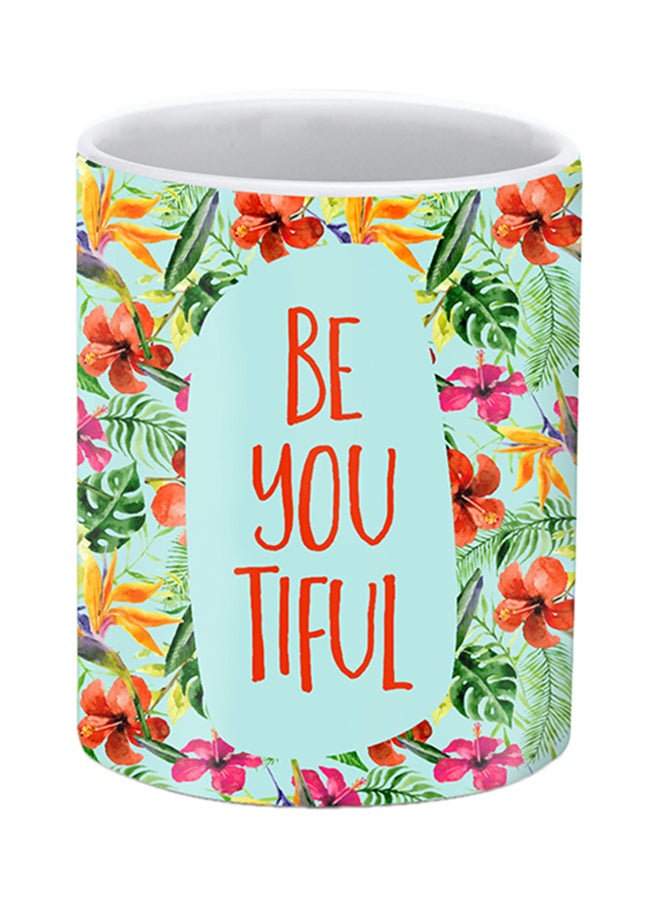 ستايلايزد كوب من السيراميك مطبوع عليه "Beyoutiful" متعدد الألوان - Image 1