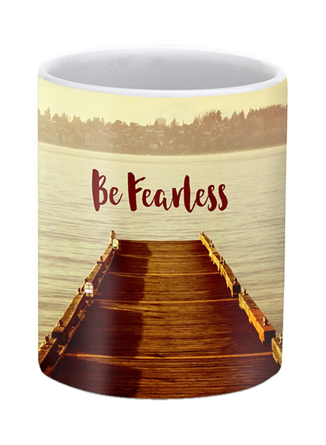 ستايلايزد كوب سيراميك مطبوع عليه عبارة "Be Fearless" بني/أصفر - Image 1