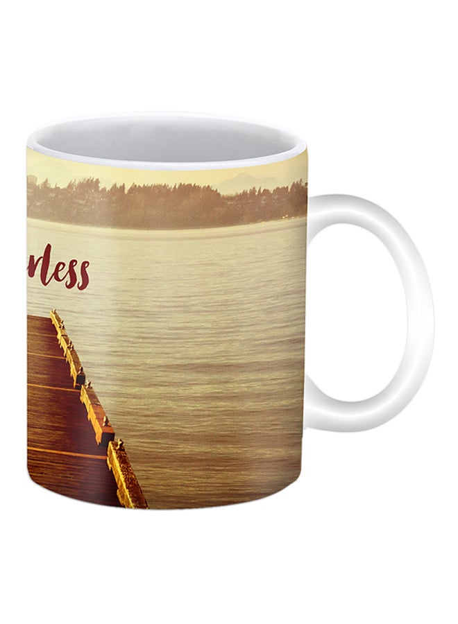 ستايلايزد كوب سيراميك مطبوع عليه عبارة "Be Fearless" بني/أصفر - Image 2