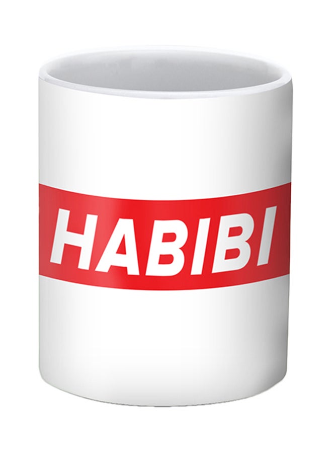 Stylizedd Habibi Printed Ceramic Mug White/Red - Image 1