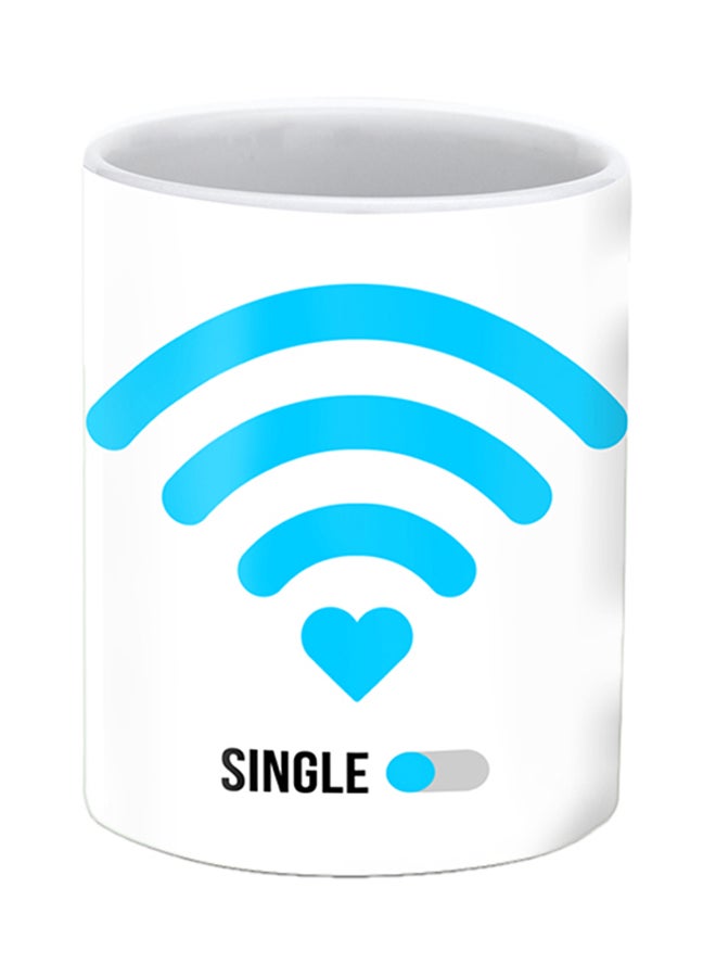 Stylizedd He's Single Printed Ceramic Mug White/Blue - Image 1