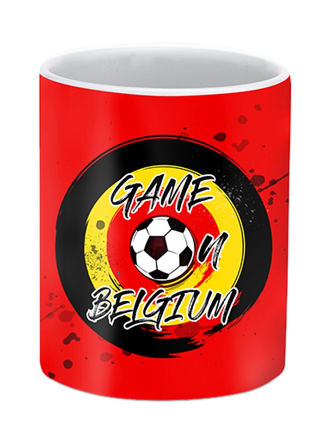 Stylizedd Belgium Printed Ceramic Mug Red/Black/Yellow - Image 1