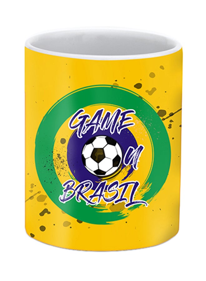 Stylizedd Brazil Printed Ceramic Mug Yellow - Image 1