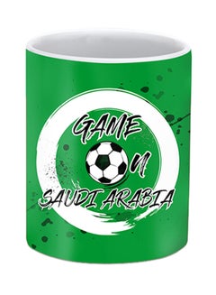 ستايلايزد مج سيراميك مطبوع عليه "Saudi Arabia" أخضر/أبيض  - Image 1