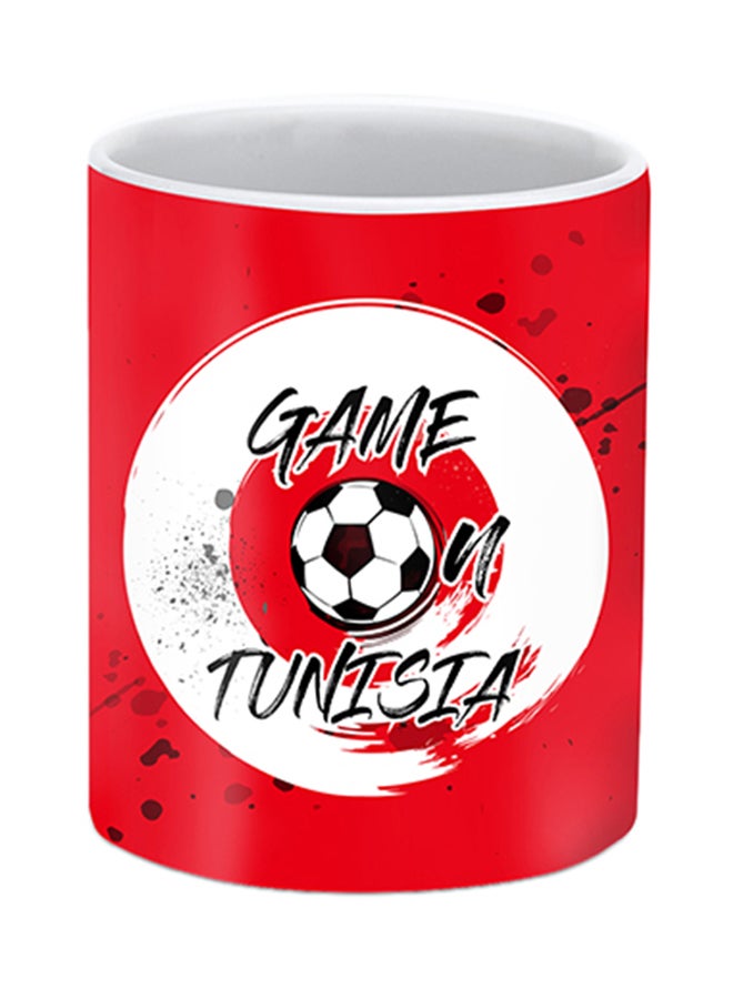 ستايلايزد مج سيراميك مطبوع عليه "Tunisia" أحمر/ أبيض/ أسود - Image 1