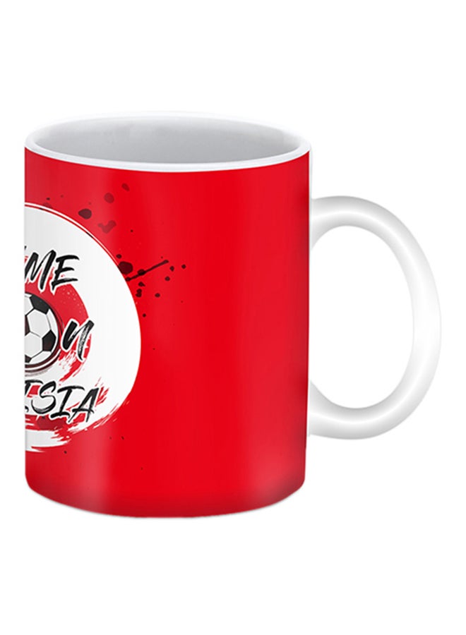 ستايلايزد مج سيراميك مطبوع عليه "Tunisia" أحمر/ أبيض/ أسود - Image 2