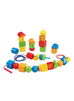 Hape String Along Shapes Wooden Block Lacing Toy  - Image 1
