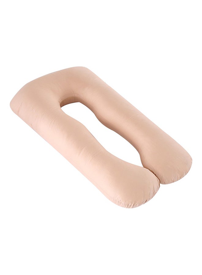 U-Shaped Maternity Pillow Cotton Light Brown 70x130cm