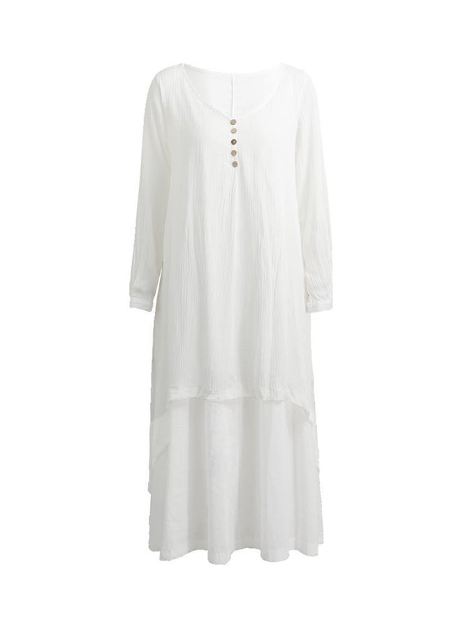 روماتشي فستان طويل سادة بأكمام طويلة وتصميم بوهو طراز G8214W من نيو فاشون أبيض - Image 2