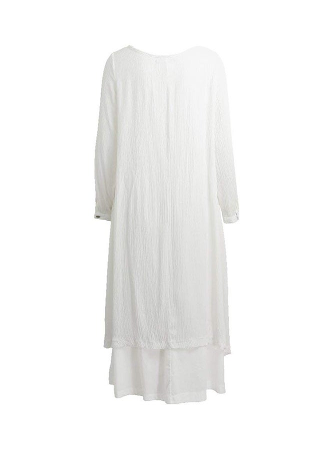 روماتشي فستان طويل سادة بأكمام طويلة وتصميم بوهو طراز G8214W من نيو فاشون أبيض - Image 3