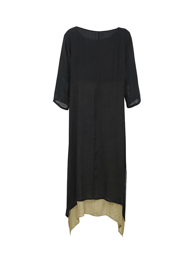 Romacci - New Vintage Split Irregular Hem Loose Boho Long Maxi Dresses G8219B Black - Image 1