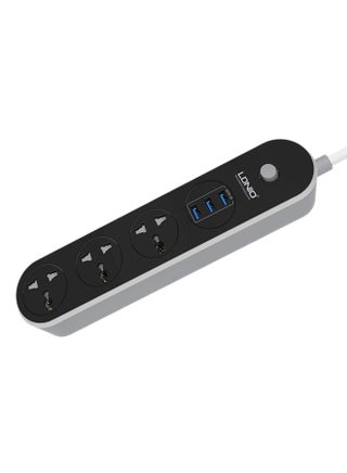 3-Sockets Surge Protector With Power Cord And USB Charging Port Black/White 1.6meter - v1534236503/N16308301A_1