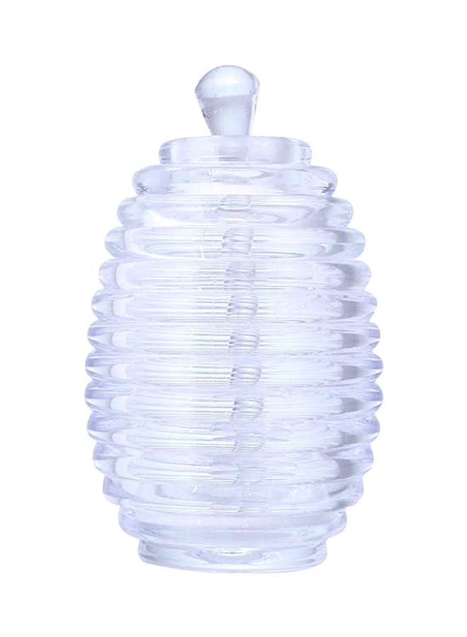 Liying 2-Piece Acrylic Honey Jar Set With Spoon Clear 8.5x8.5x15cm - Image 1