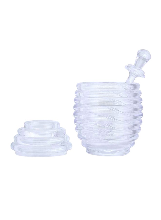 Liying 2-Piece Acrylic Honey Jar Set With Spoon Clear 8.5x8.5x15cm - Image 2
