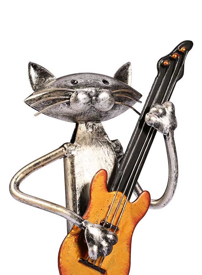 TOOARTS Metal Sculpture Of Cat Playing Guitar Silver 321grams - Image 3