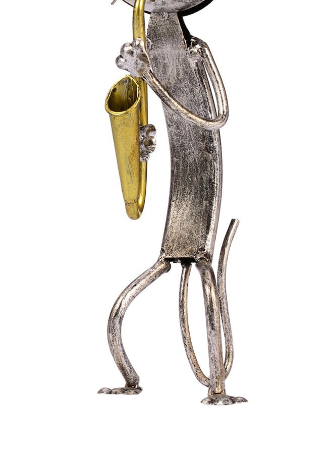 TOOARTS Metal Sculpture Of Cat Playing Saxophone Silver 300grams - Image 2