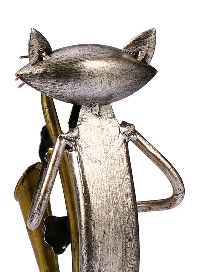 TOOARTS Metal Sculpture Of Cat Playing Saxophone Silver 300grams - Image 4