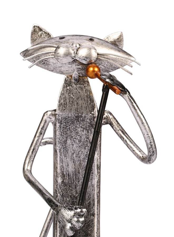 TOOARTS Metal Sculpture Of A Singing Cat Silver 285grams  - Image 2