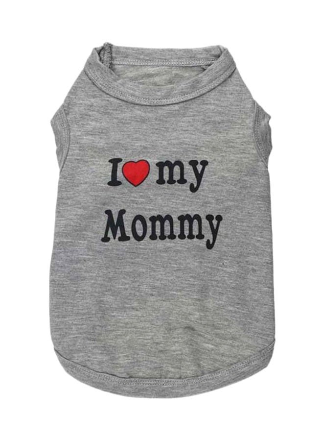 QiaoKai I Love My Mommy Print Dress For Small Dog And Cat Grey Medium  - Image 1