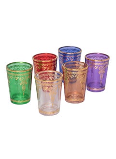 6-Piece Moroccan Tea Glass Set Multicolour