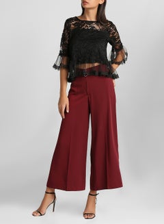Stock Casual Lace Frill Blouse Black  - Image 3
