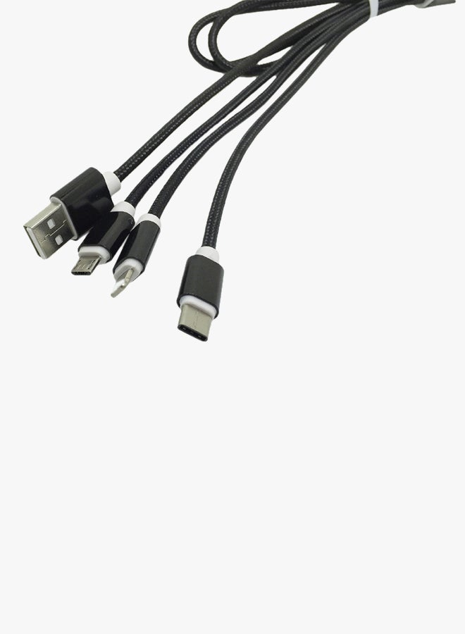 3-In-1 Data Sync Charging Cable Black - Image 2