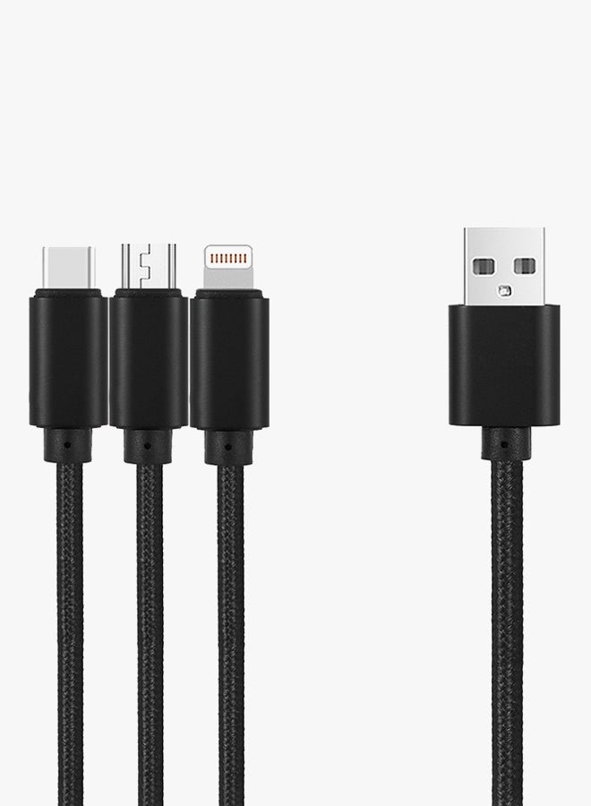 3-In-1 Charging Cable Black - Image 2
