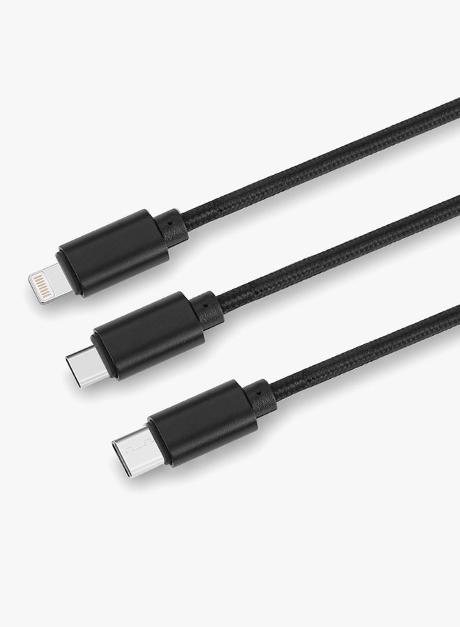 3-In-1 Charging Cable Black - Image 3