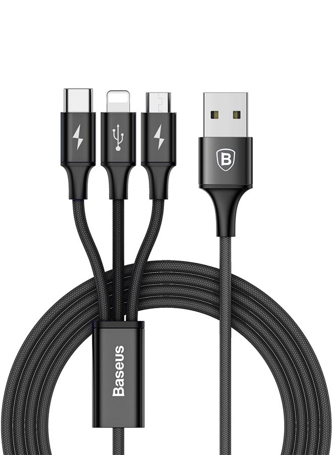 Baseus 3-In-1 Multi-Interface Data Charging Cable Black  - Image 1