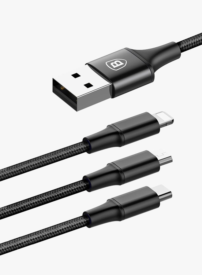 Baseus 3-In-1 Multi-Interface Data Charging Cable Black  - Image 3