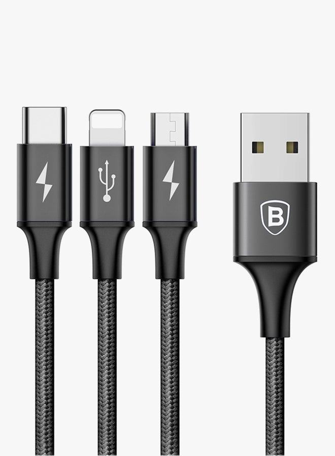Baseus 3-In-1 Multi-Interface Data Charging Cable Black  - Image 2
