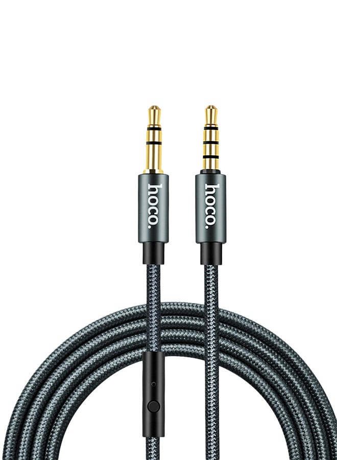 Hoco 3.5mm Male To Male Aux Audio Cable With Microphone Deep Grey - Image 1