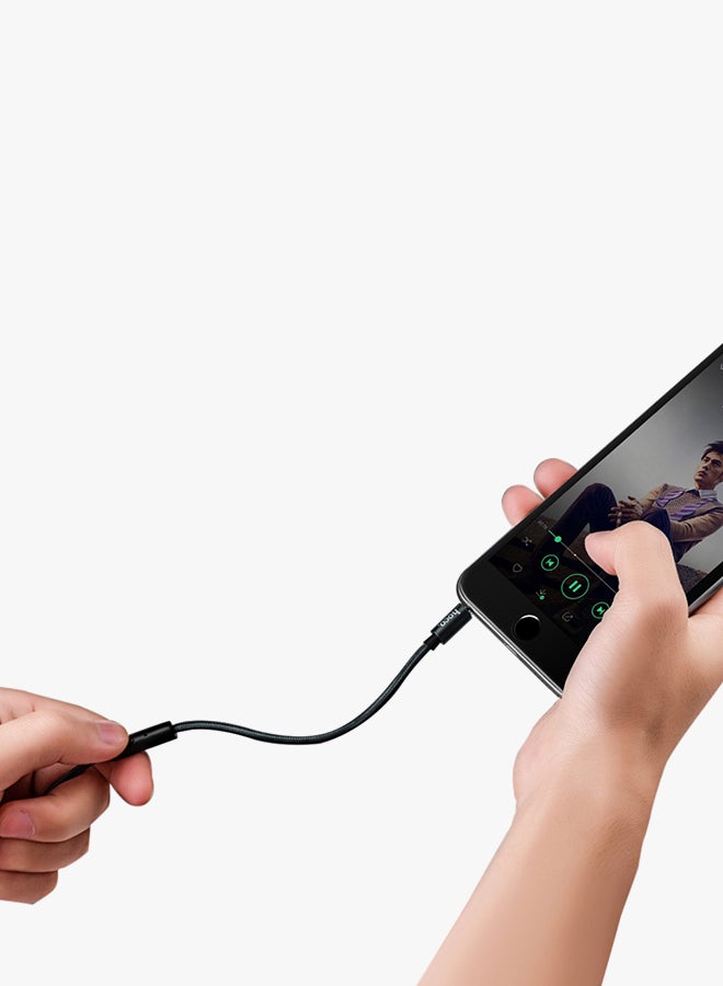 Hoco 3.5mm Male To Male Aux Audio Cable With Microphone Deep Grey - Image 4