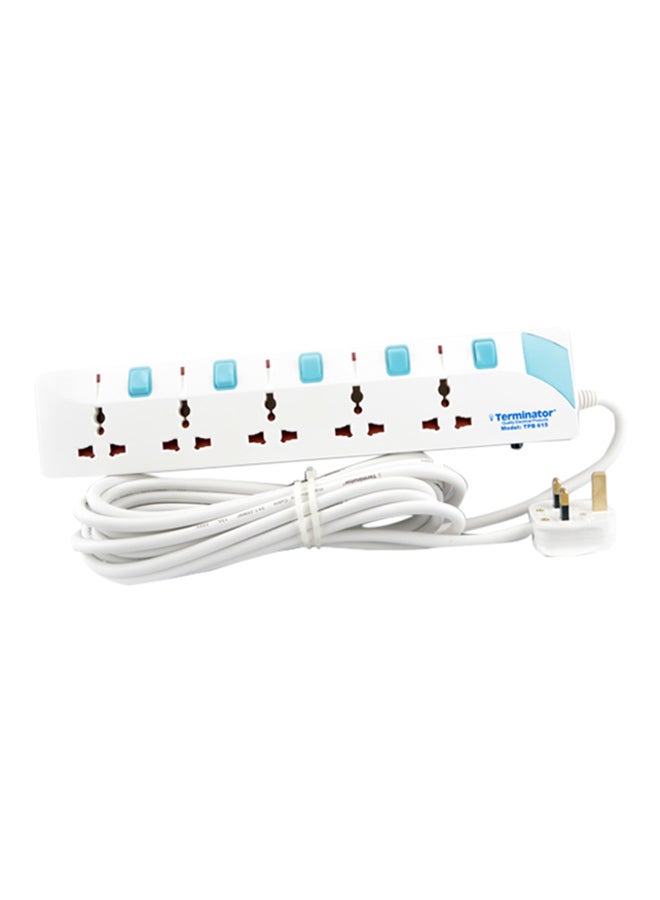 Terminator - 5-Way Extension Socket White 5meter - Image 1